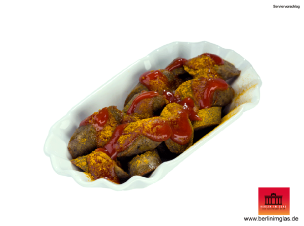 Vegane Currywurst im Glas - Serviervorschlag